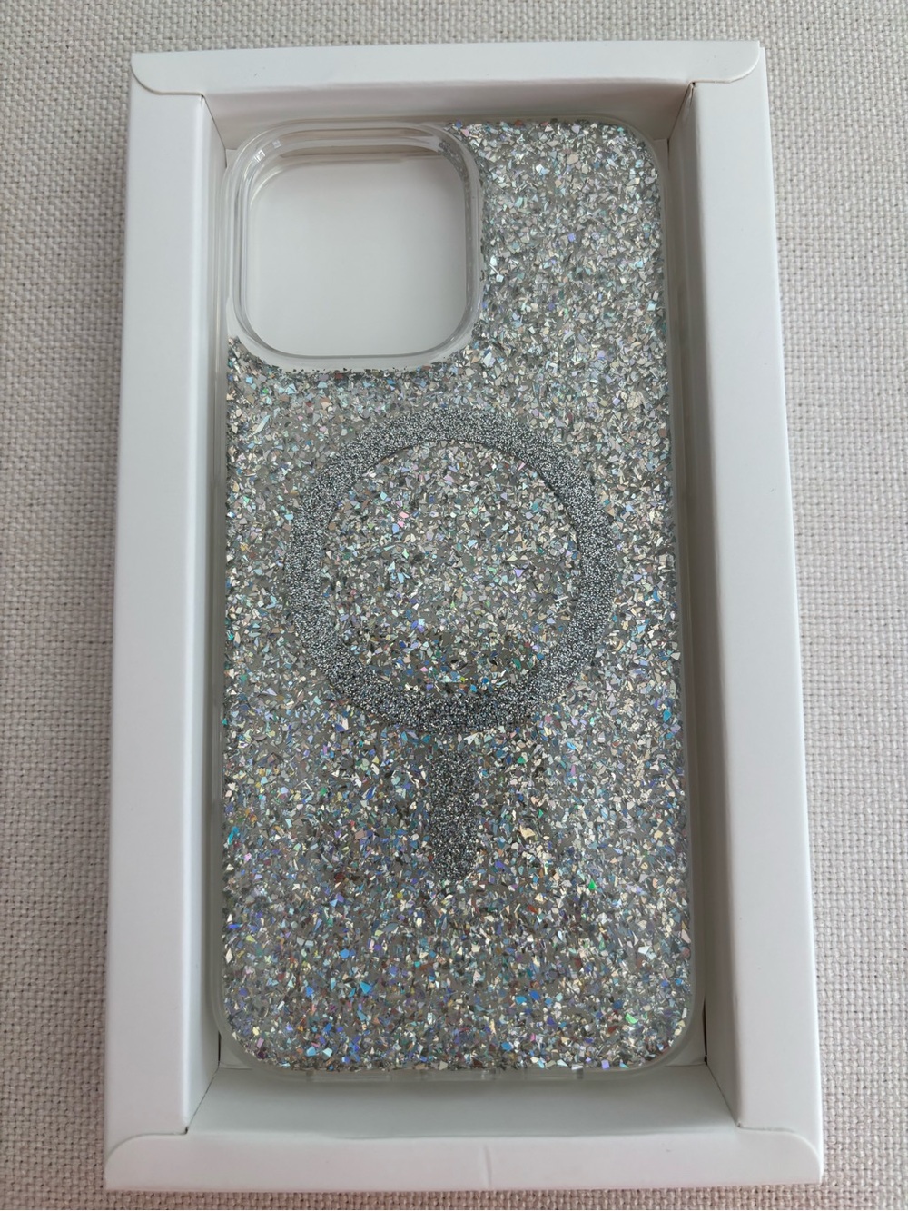 Silver Glitter Magnetic Phone Case with MagSafe Compatibility